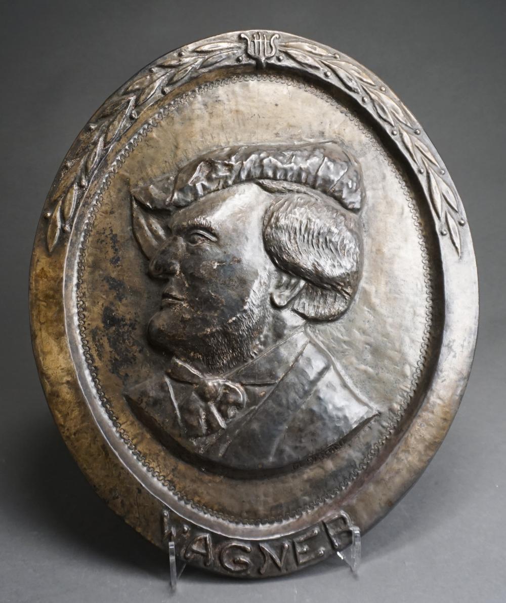 Appraisal: Profile Portrait of Wagner Continental Bas Relief Patinated Metal Oval