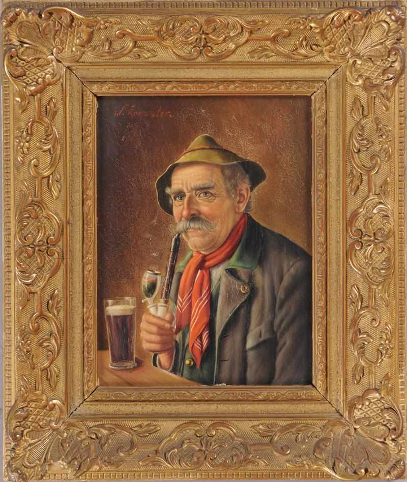 Appraisal: WALTER ROESSLER - PIPE SMOKERS A PAIR Oil on panel