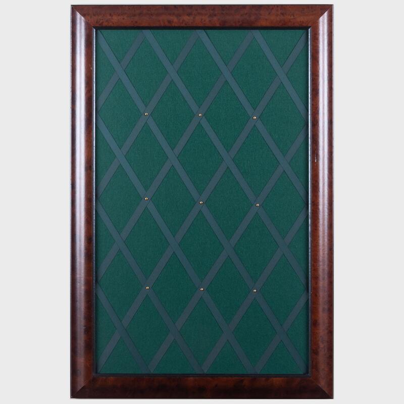 Appraisal: Christian Dior Stained Wood Framed Baize and Ribbon Bulletin Board