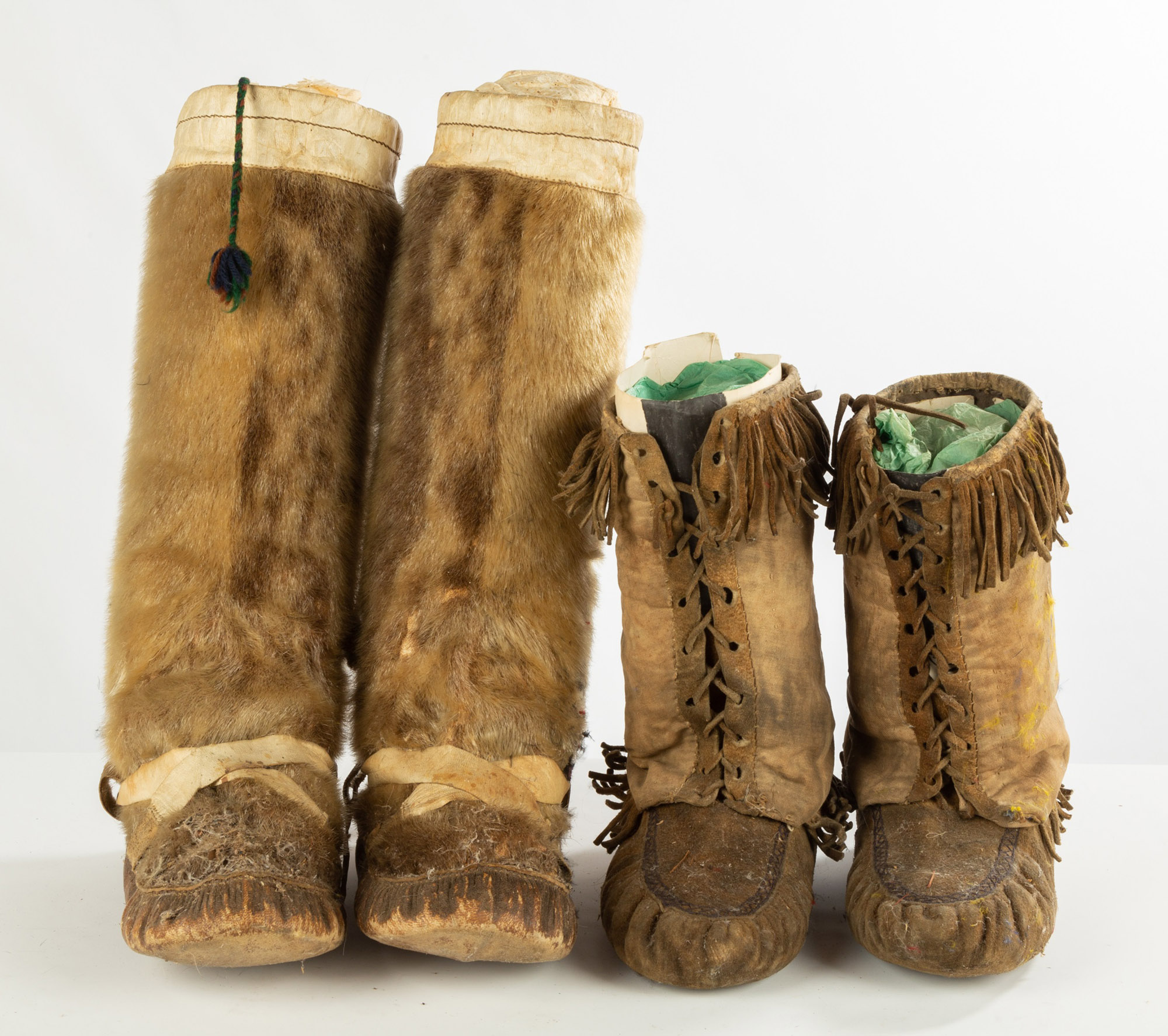 Appraisal: PAIR OF NATIVE AMERICAN AND ESKIMO BOOTS circa