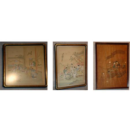 Appraisal: Group of Three Chinese Paintings on Silk Estimate -