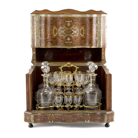 Appraisal: Napoleon III Mother-of-Pearl and Marquetry Inlaid Walnut Tantalus Estimate -