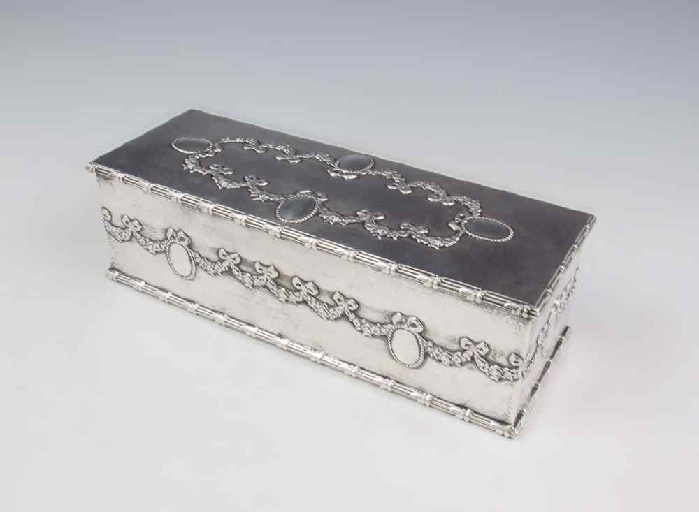 Appraisal: DURGIN STERLING DRESSER BOX Applied swag decoration with hinged lid