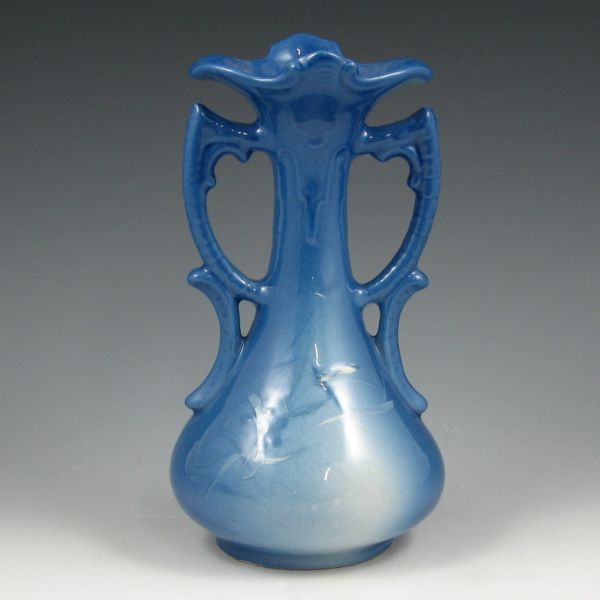 Appraisal: Roseville Azurean - vase with elaborate handles and floral decoration