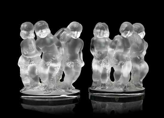 Appraisal: A Pair of Lalique Molded and Frosted Glass Figural Groups