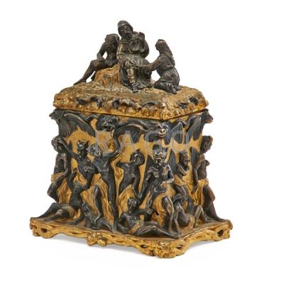 Appraisal: CONTINENTAL GILT AND PATINATED BRONZE BOX Condition Report