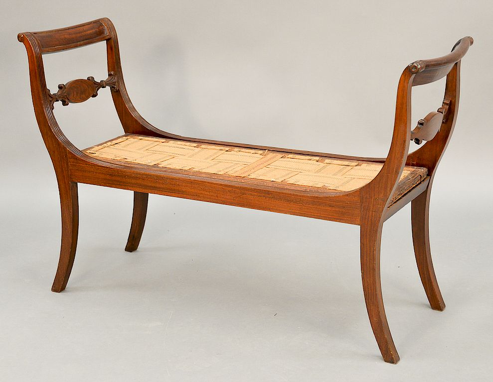 Appraisal: Duncan Phyfe mahogany window seat with double chair back ends