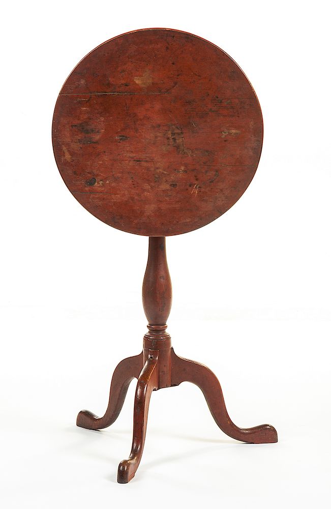 Appraisal: Country Late Chippendale Candle Stand DESCRIPTION A red-washed probably softwood