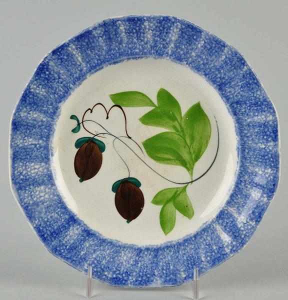 Appraisal: Spatterware Plate Description Circa Blue with green black and brown