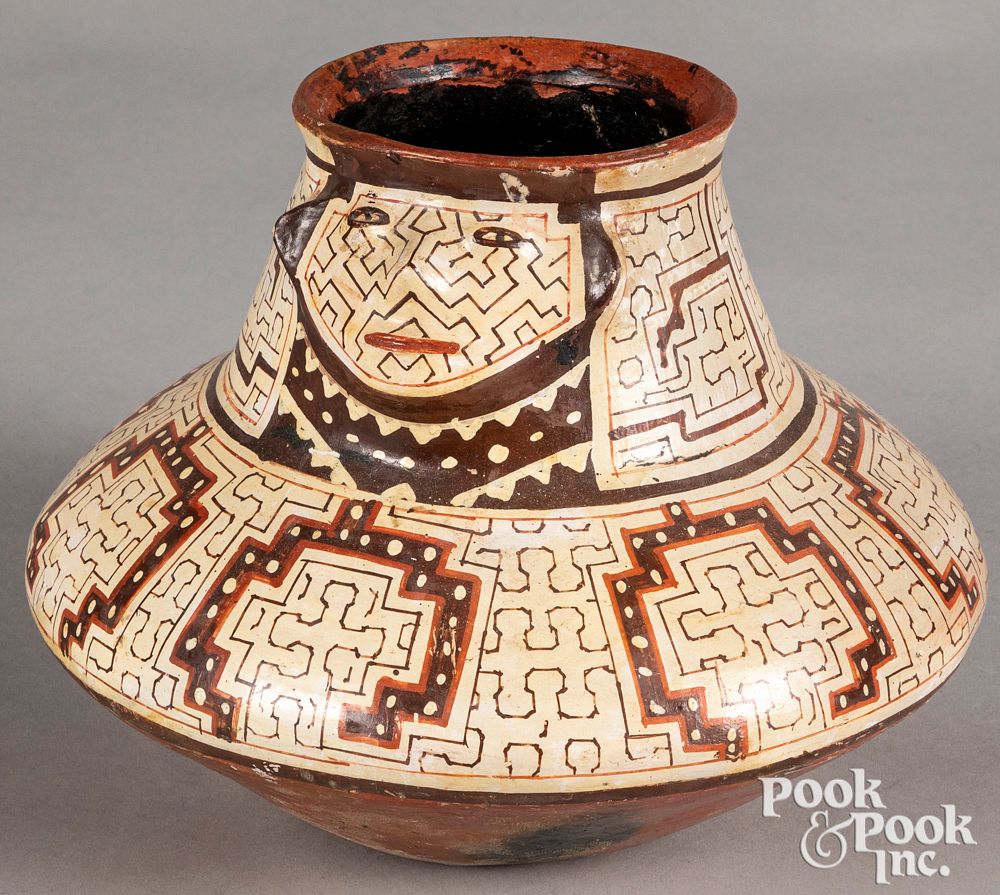 Appraisal: Peruvian Shipibo pottery effigy pot Peruvian Shipibo pottery effigy pot