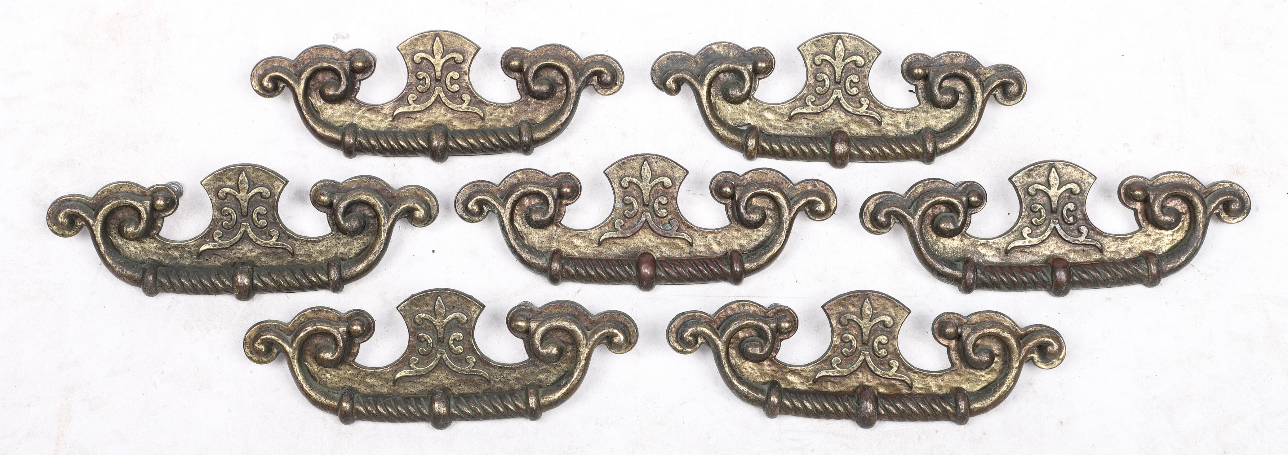 Appraisal: Keeler Brass Co embossed brass drawer pulls twist handles marked