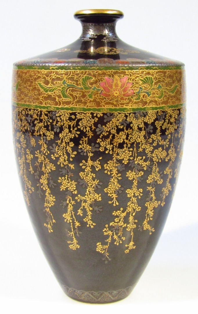 Appraisal: A Japanese Meiji period vase in famille noir pallete the