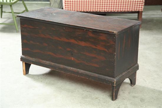 Appraisal: BLANKET CHEST Grain painted chest with til and bootjack ends