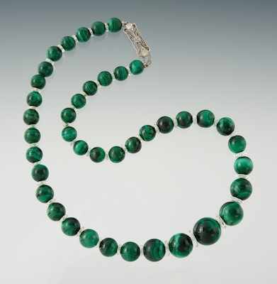 Appraisal: A Ladies' Vintage Malachite Necklace with Diamond Clasp k white