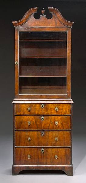 Appraisal: A George I walnut bookcase incorporating th century and later