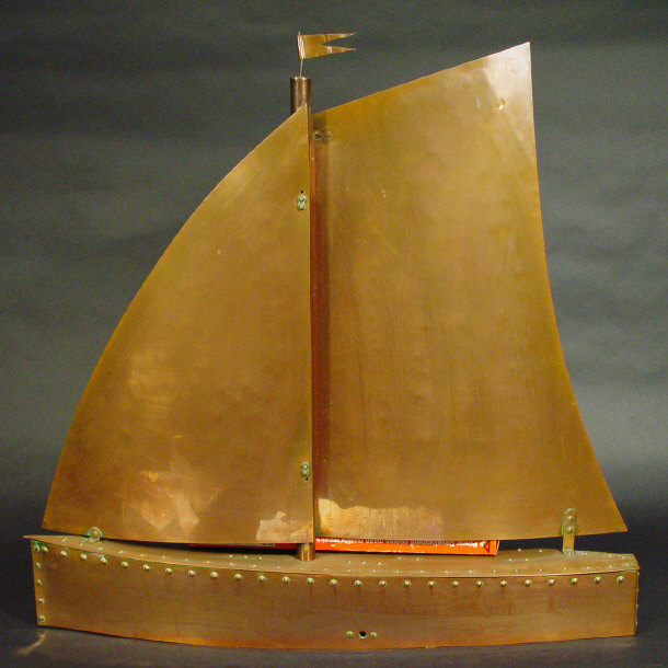 Appraisal: s copper radiator in the form of a sailing boat