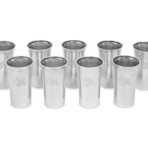 Appraisal: A Set of Nine American Silver Tumblers Chicago Silver Co