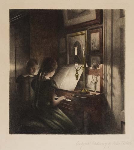 Appraisal: PETER ILSTED Three mezzotints Hassan Said Evening printed in colors