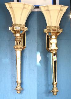 Appraisal: Pair of Venetian style mirrored wall sconces Pair of Venetian