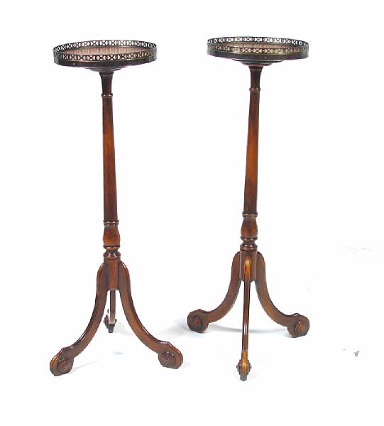 Appraisal: A pair of English style stands with leather top height