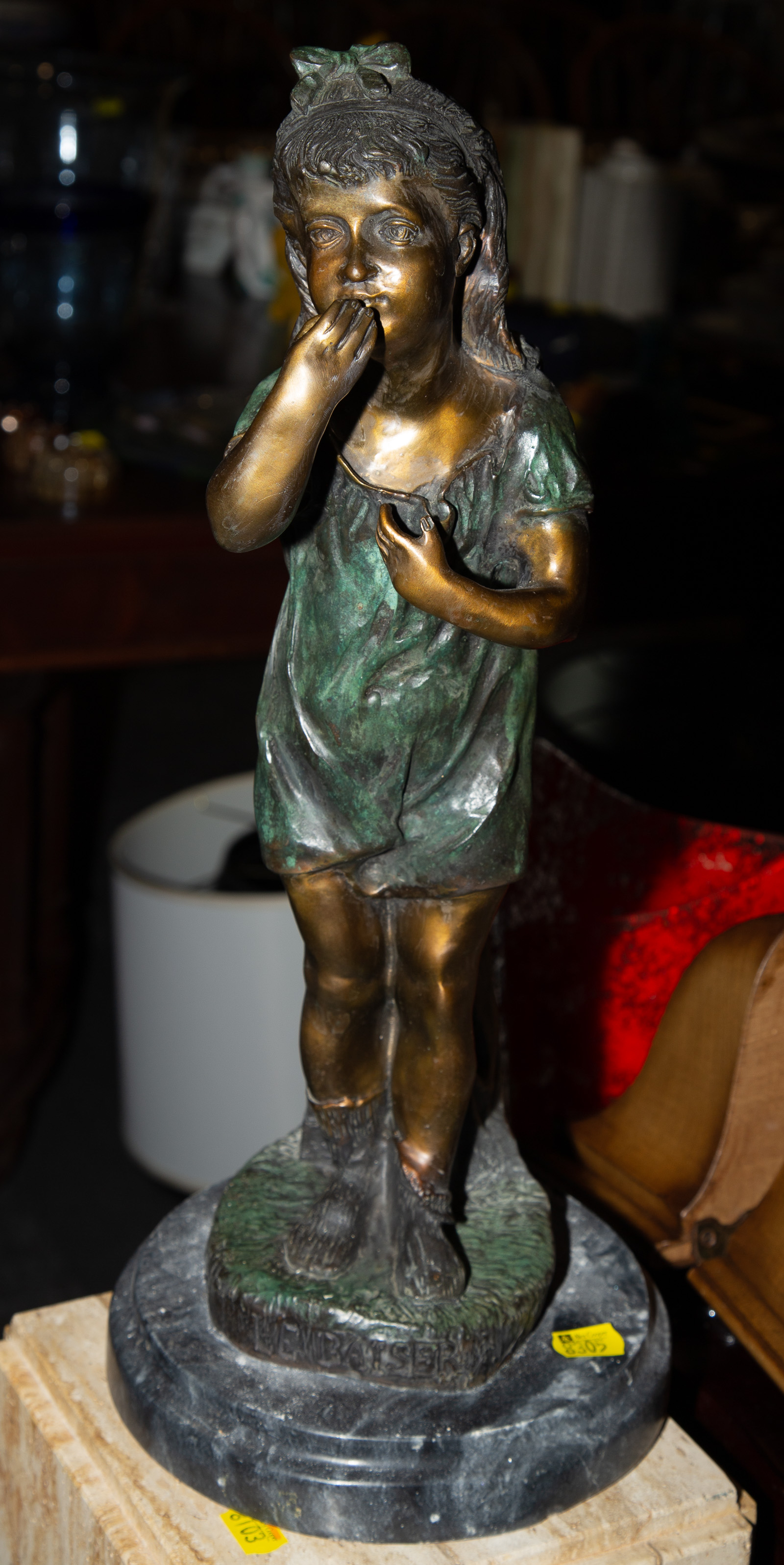 Appraisal: AFTER BAISER MODERN BRONZE GIRL STATUE in H