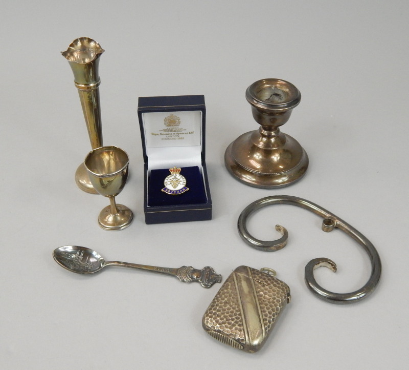 Appraisal: Miscellaneous small silver etc to include a dwarf candlestick a