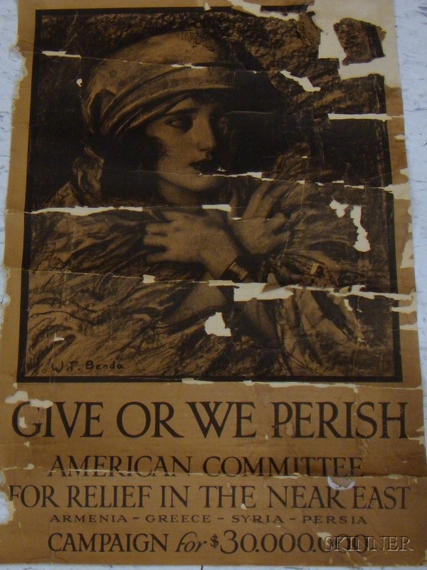 Appraisal: Four Assorted WWI Era Posters and a Print Benda Give