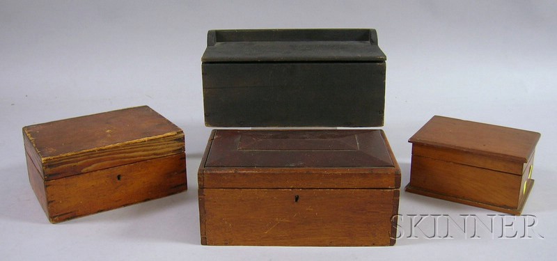 Appraisal: Four Assorted Wooden Boxes including a black-painted lidded and one