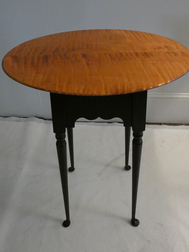 Appraisal: TIGER MAPLE OVAL STAND Reproduction Queen Anne small table or