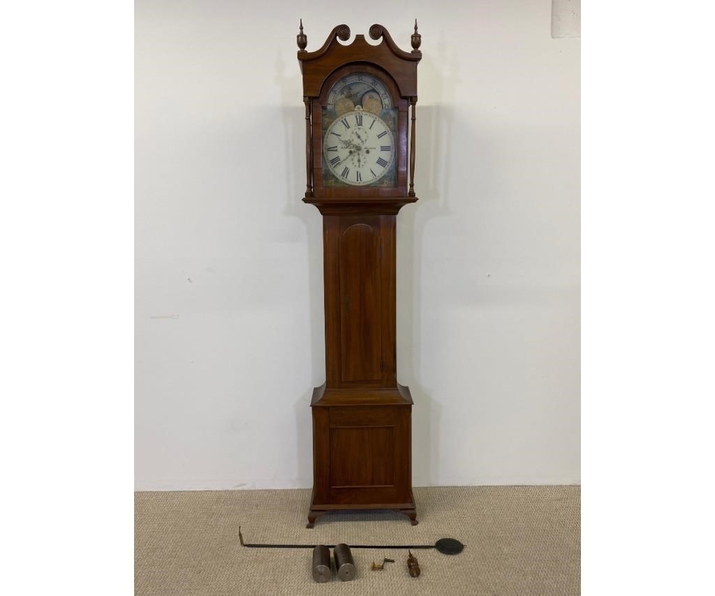 Appraisal: Chippendale style walnut tall case clock with th c works