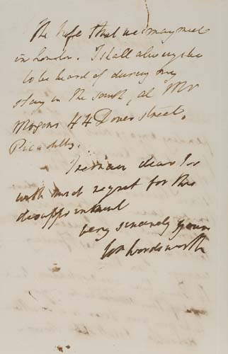 Appraisal: WORDSWORTH WILLIAM Autograph Letter Signed as Poet Laureate to an