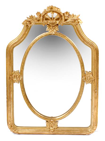 Appraisal: A pair of Louis XVI style giltwood mirrors height in