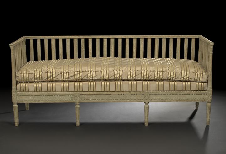 Appraisal: Directoire-Style Polychromed Oak Settee early th century of box form