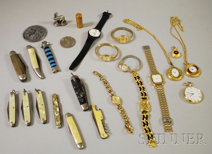 Appraisal: Group of Watches and Pocket Knives including two Lucerne pocket