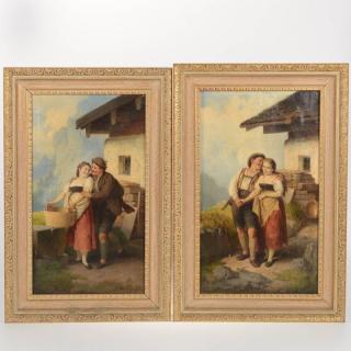 Appraisal: Ernst Henseler Young lovers oil on canvas both signed Henseler