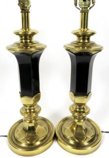 Appraisal: STIFFEL BRASS LAMPS PAIR H dark metal center