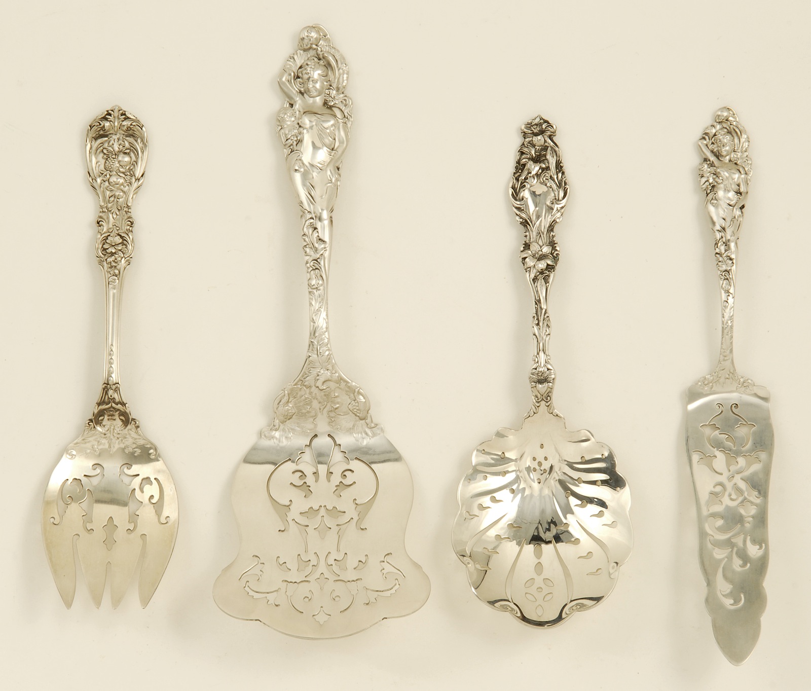 Appraisal: FOUR STERLING SILVER SERVING PIECES BY REED BARTON AND WHITING