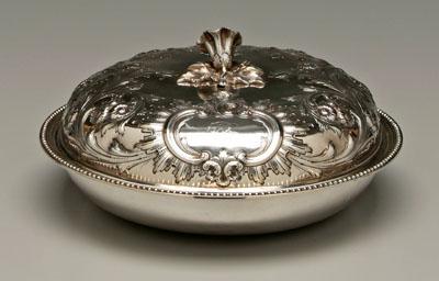 Appraisal: Bailey Co coin silver entree round lid with flower finial