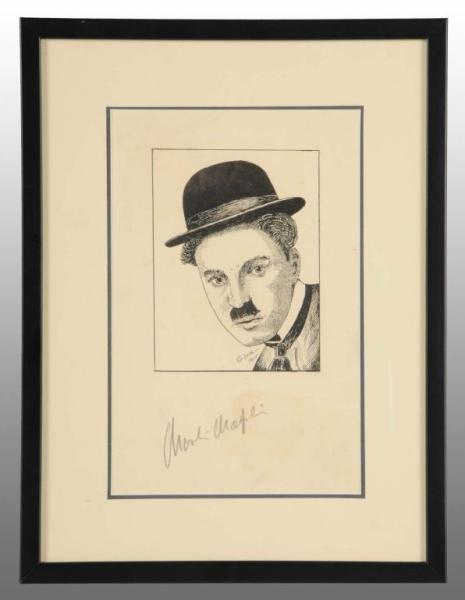 Appraisal: Autographed Print of Charlie Chaplin Description Dated Framed under glass