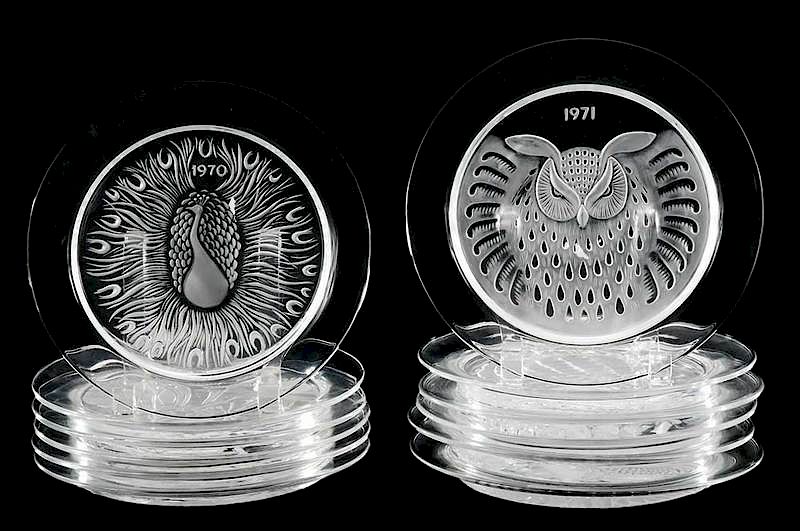 Appraisal: Lalique Annual Glass Plates - all engraved Lalique France -