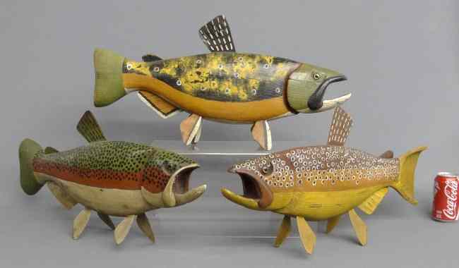 Appraisal: Lot painted folk art fish Stamped ''RAF'' '' Length ''