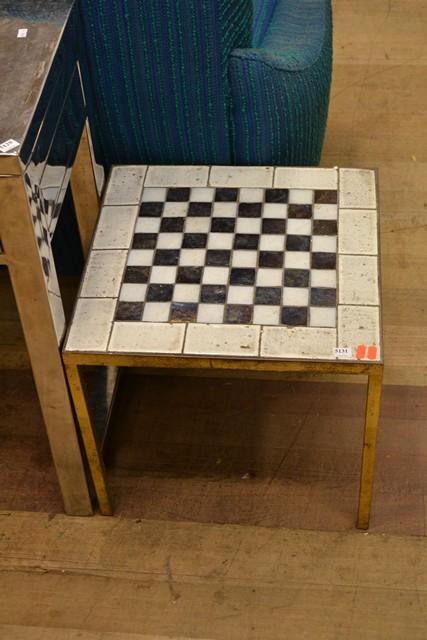 Appraisal: A MOSAIC CHESS TOPPED COFFEE TABLE ON GILT BASE