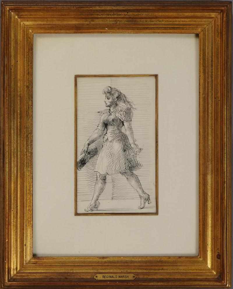 Appraisal: ATTRIBUTED TO REGINALD MARSH - YOUNG WOMAN WALKING Ink on