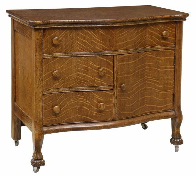 Appraisal: American quarter sawn oak washstand c having shaped top over