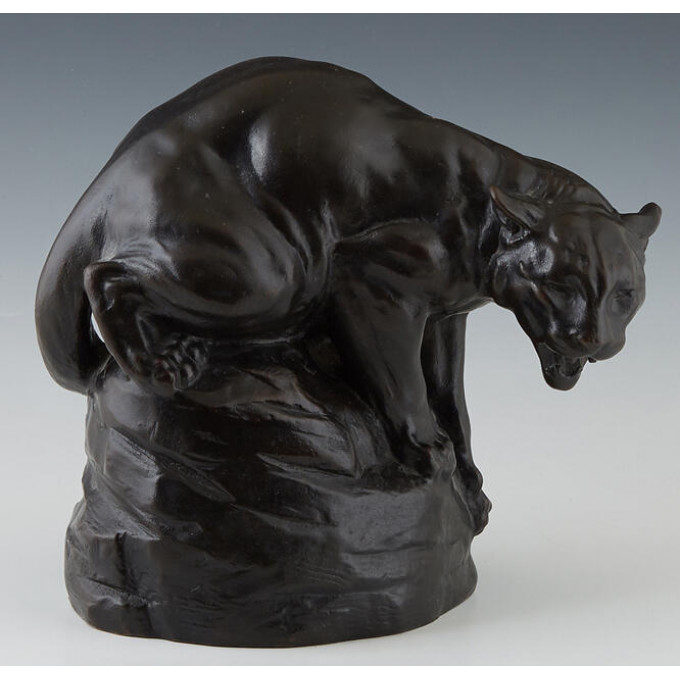 Appraisal: After Joseph L Boulton - Crouching Cougar th c patinated