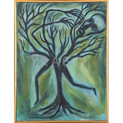 Appraisal: Robin Woodsome American th C Tree Ghost Hexing Himself Oil