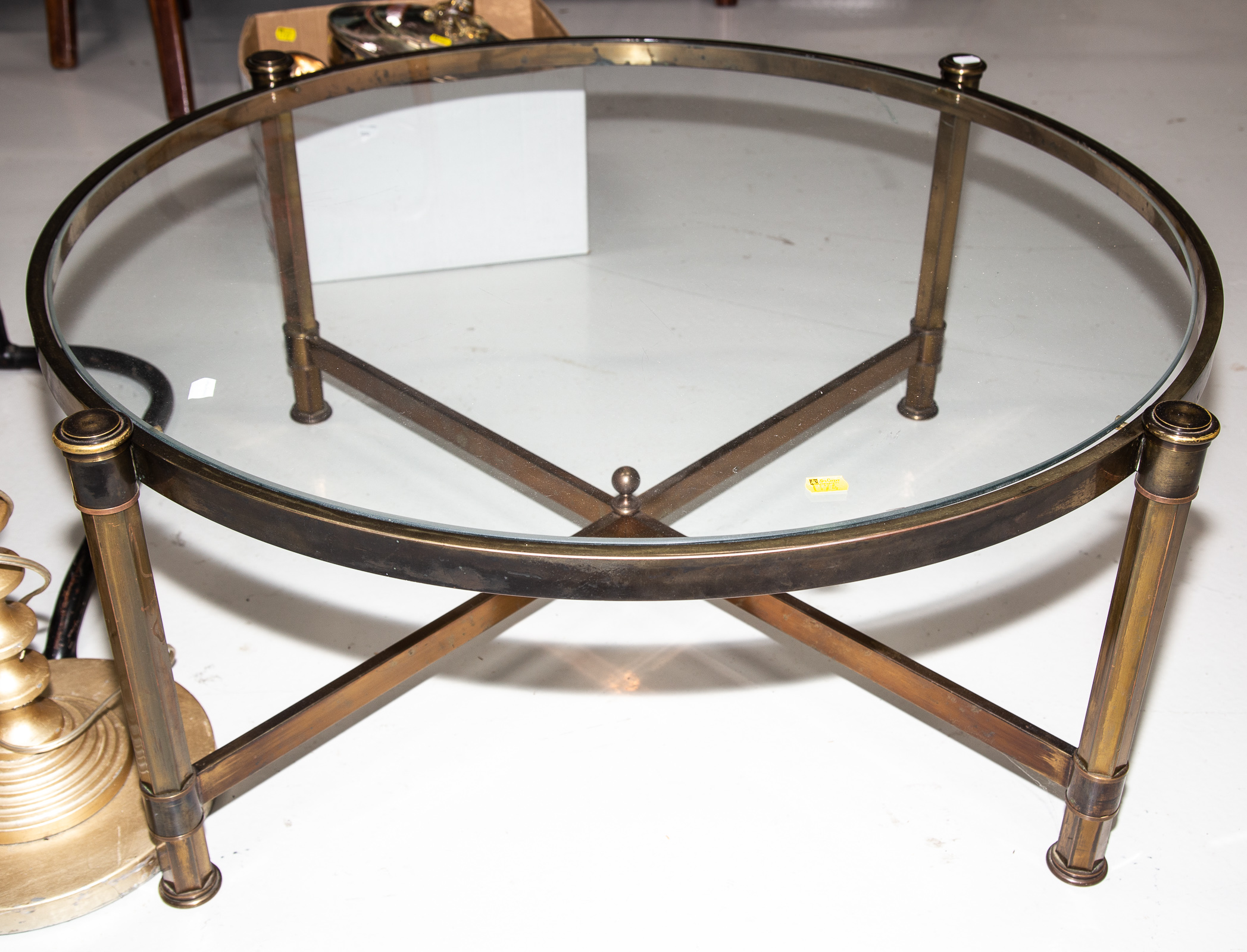 Appraisal: NEOCLASSICAL STYLE BRASS ROUND COFFEE TABLE rd quarter th century