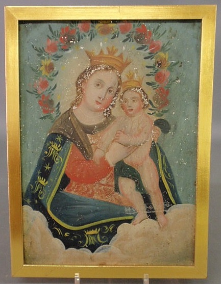 Appraisal: Continental oil on metal painting of the Madonna and Child