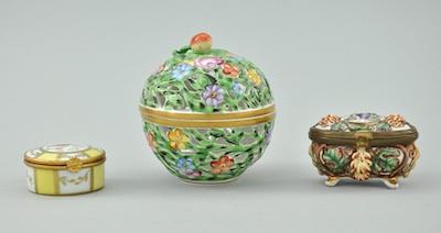 Appraisal: Three Decorative Porcelain Boxes The lot consisting of a Herend