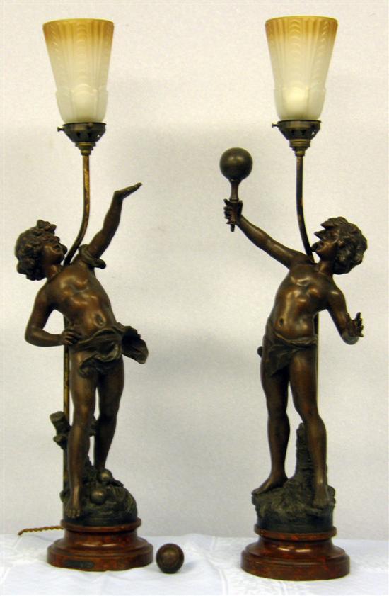 Appraisal: Pair of twentieth century spelter lamps in the form of